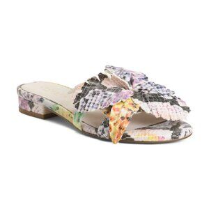 CECELIA NEW YORK Leather Lila Floral Applique Flat Sandals - Purple